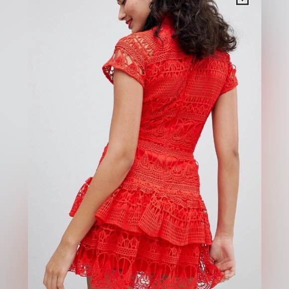Pretty Little Thing Red Lace Mini Dress - Picture 2 of 6